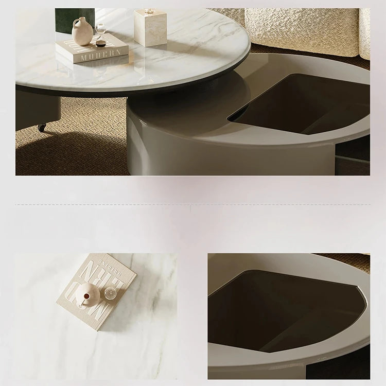 Modern Stone and Tempered Glass Coffee Table with Pine Density Board – Stylish Living Room Centerpiece fjd-4704