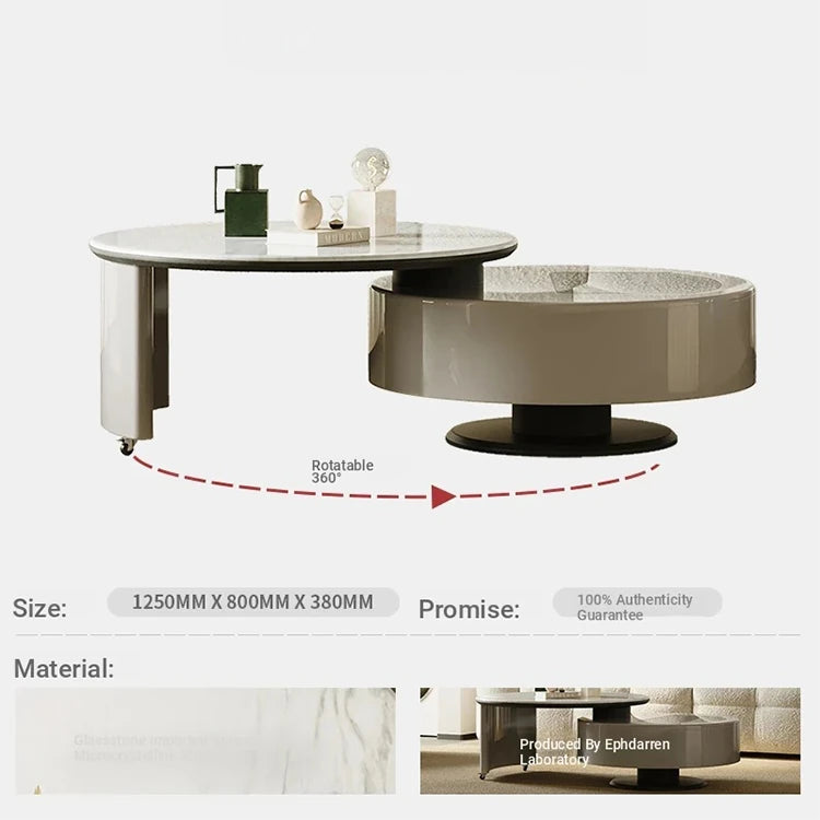 Modern Stone and Tempered Glass Coffee Table with Pine Density Board – Stylish Living Room Centerpiece fjd-4704