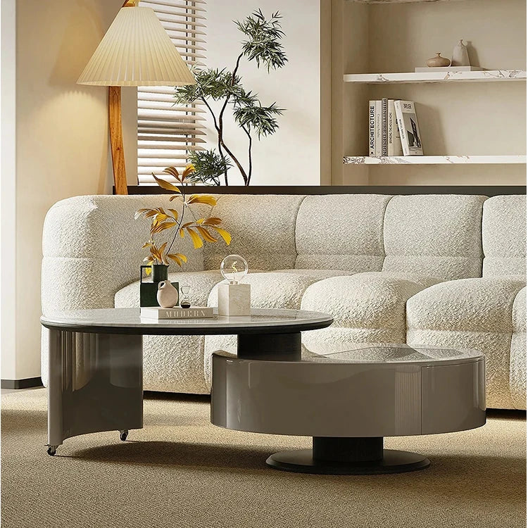Modern Stone and Tempered Glass Coffee Table with Pine Density Board – Stylish Living Room Centerpiece fjd-4704