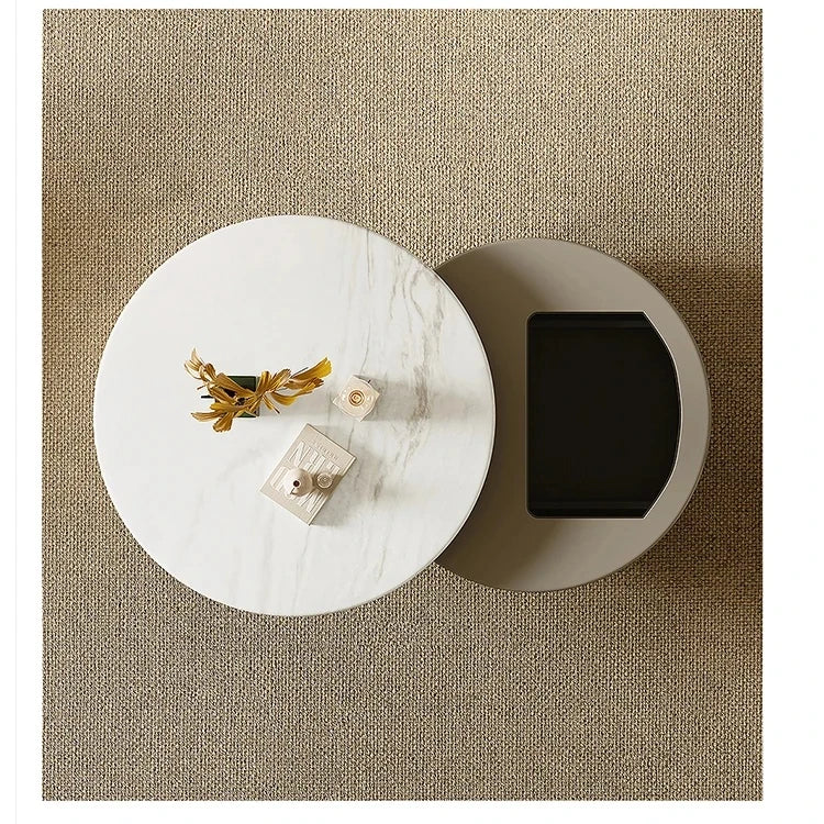 Modern Stone and Tempered Glass Coffee Table with Pine Density Board – Stylish Living Room Centerpiece fjd-4704