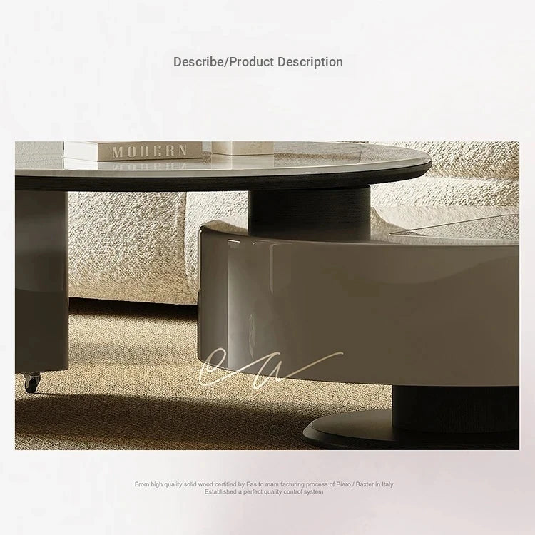 Modern Stone and Tempered Glass Coffee Table with Pine Density Board – Stylish Living Room Centerpiece fjd-4704