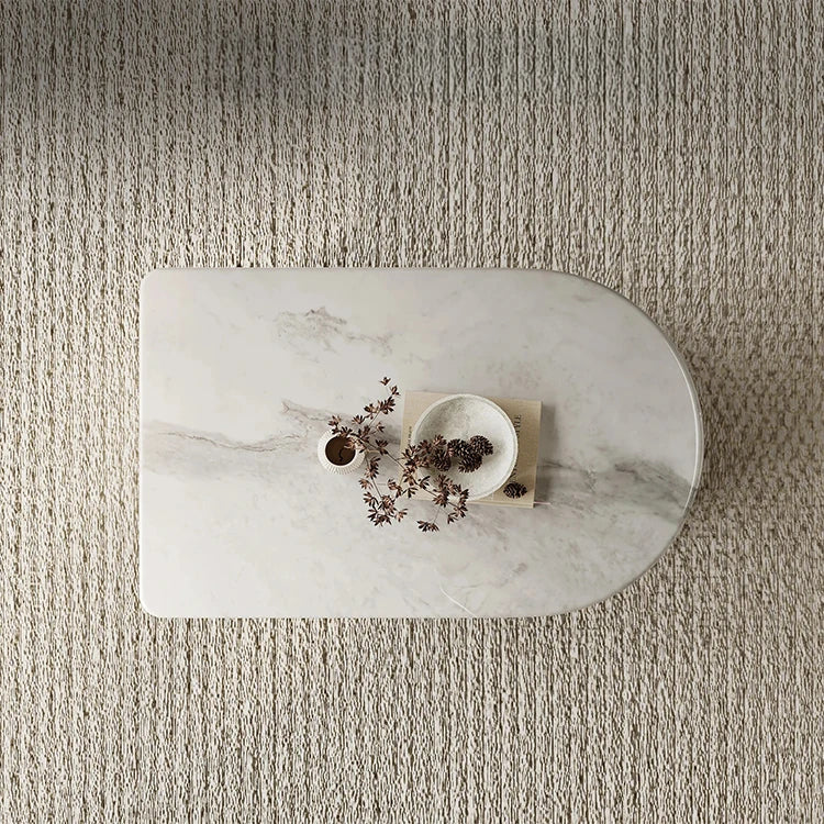 Stylish Stone Density Board Coffee Table with Storage - Modern Oval Design for Living Room fjd-4705