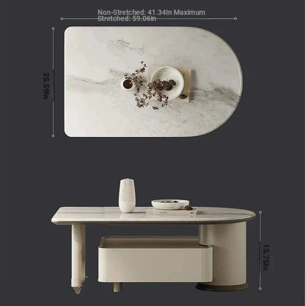 Stylish Stone Density Board Coffee Table with Storage - Modern Oval Design for Living Room fjd-4705
