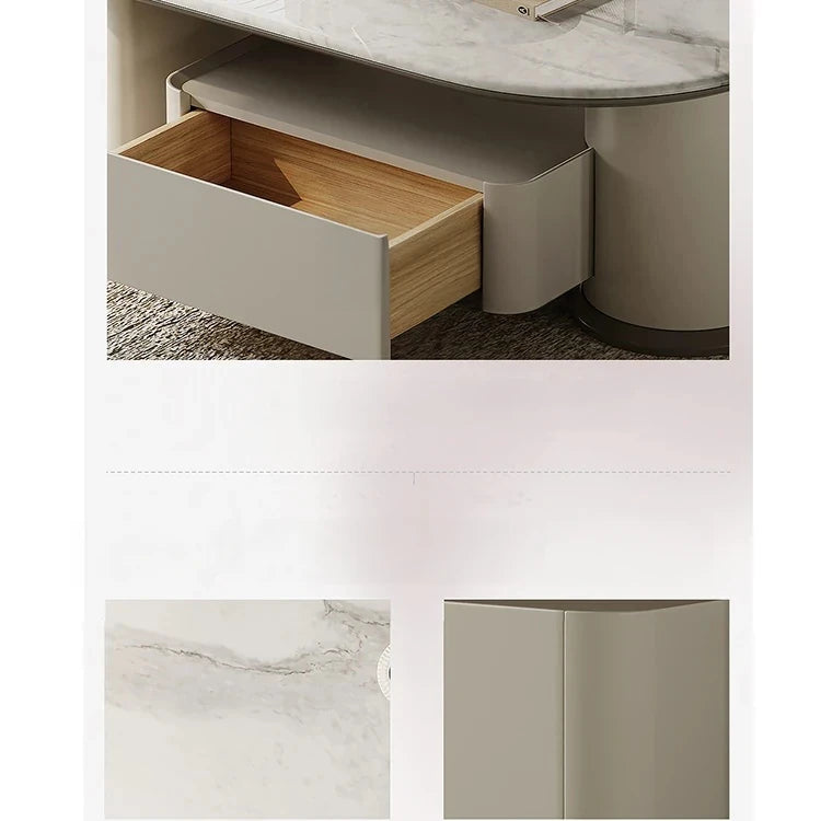 Stylish Stone Density Board Coffee Table with Storage - Modern Oval Design for Living Room fjd-4705