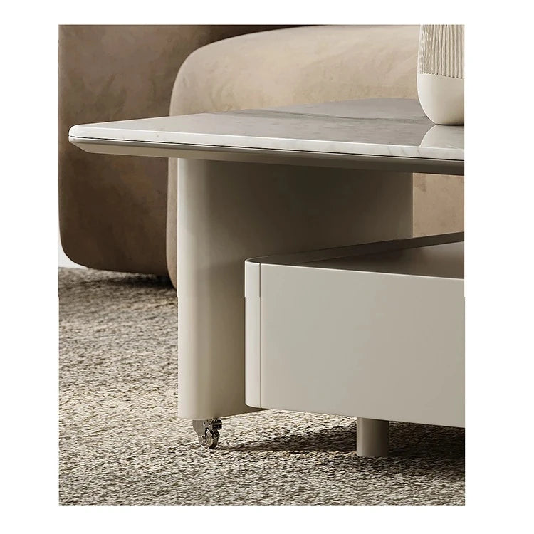 Stylish Stone Density Board Coffee Table with Storage - Modern Oval Design for Living Room fjd-4705