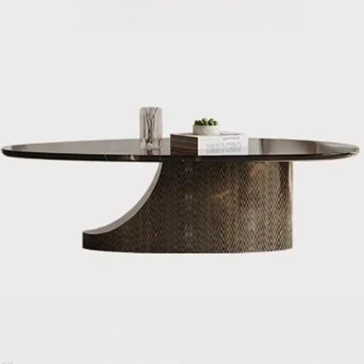 Elegant Stone and Tempered Glass Coffee Table – Modern Living Room Centerpiece fjd-4706