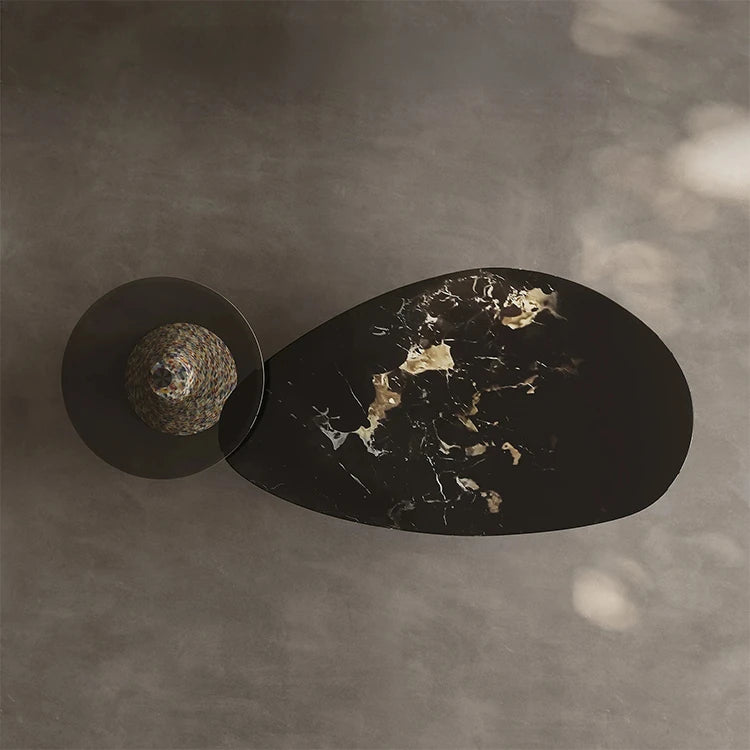 Elegant Stone and Tempered Glass Coffee Table – Modern Living Room Centerpiece fjd-4706