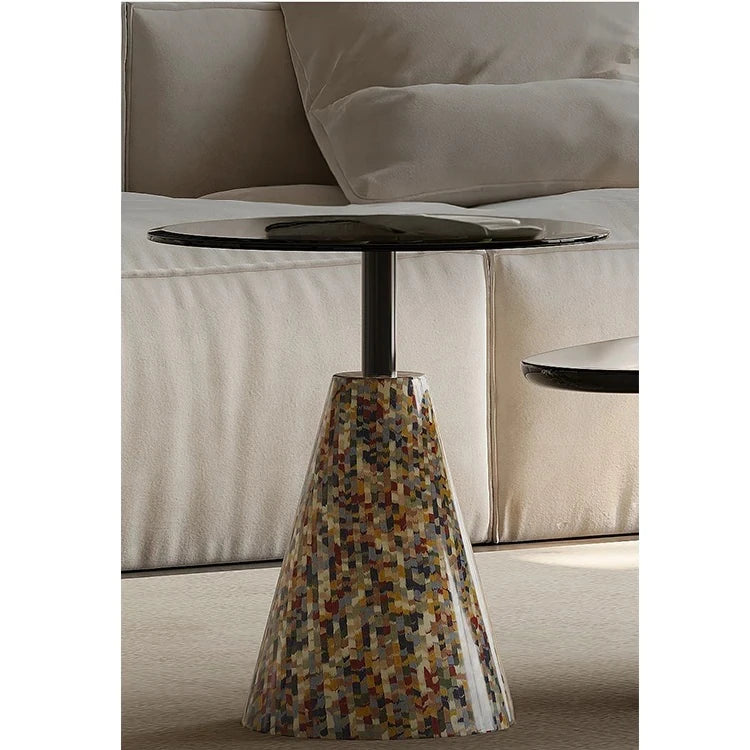 Elegant Stone and Tempered Glass Coffee Table – Modern Living Room Centerpiece fjd-4706