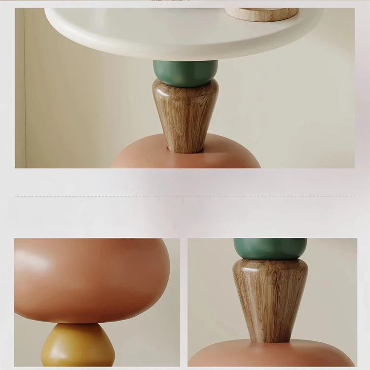 Modern Oak Coffee Table with Unique Colorful Base - Stylish Living Room Accent fjd-4707