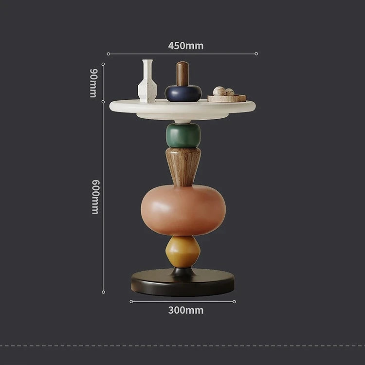 Modern Oak Coffee Table with Unique Colorful Base - Stylish Living Room Accent fjd-4707