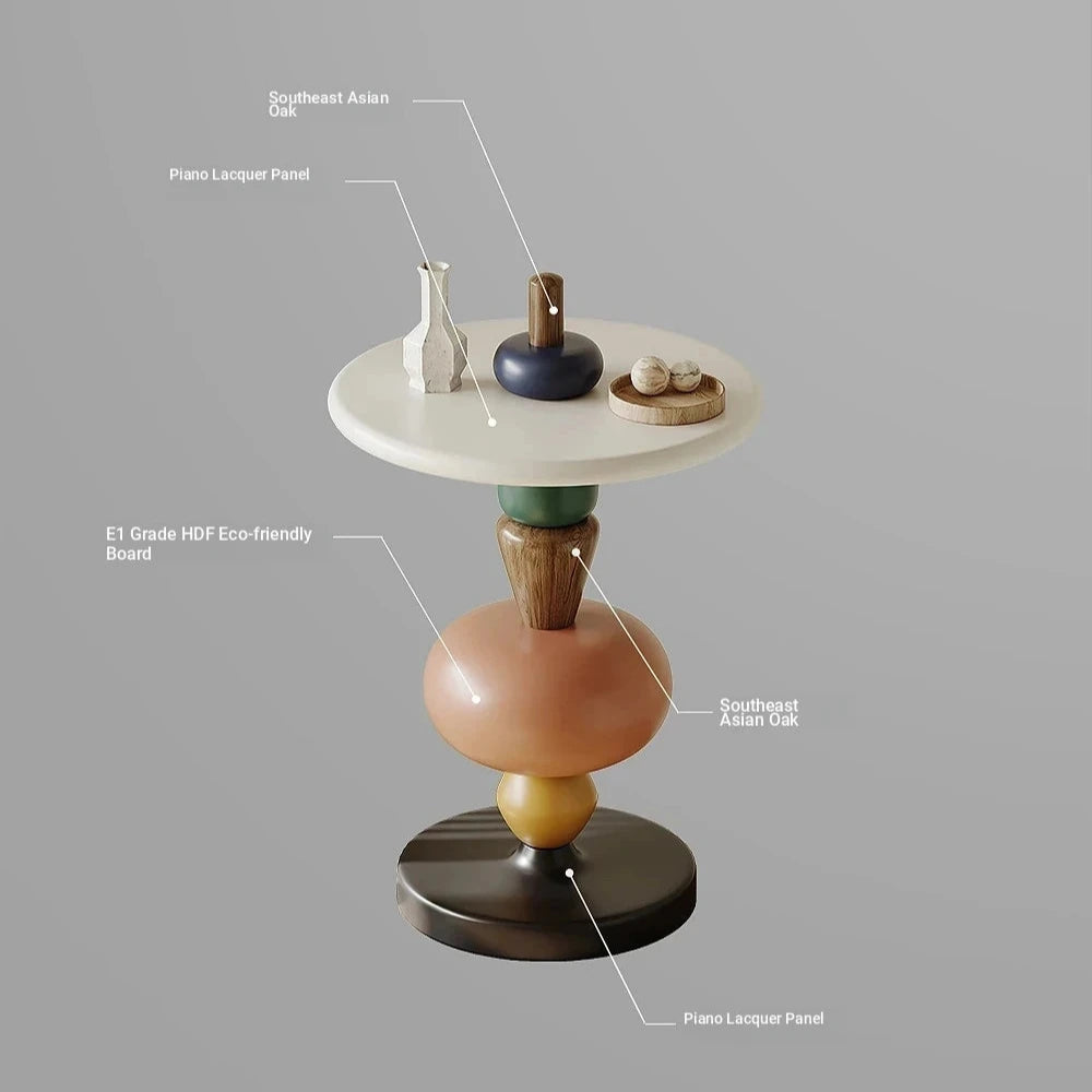 Modern Oak Coffee Table with Unique Colorful Base - Stylish Living Room Accent fjd-4707