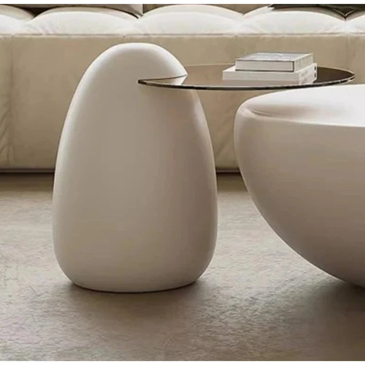 Modern Minimalist Coffee Table with GFRP Base and Tempered Glass Top – Stylish Living Room Furniture fjd-4709