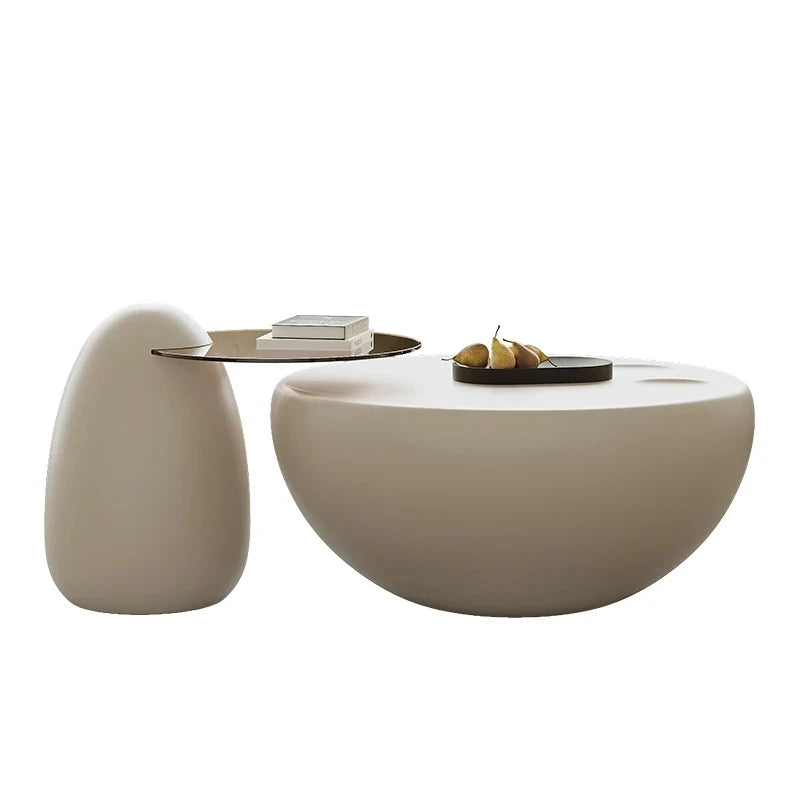 Modern Minimalist Coffee Table with GFRP Base and Tempered Glass Top – Stylish Living Room Furniture fjd-4709