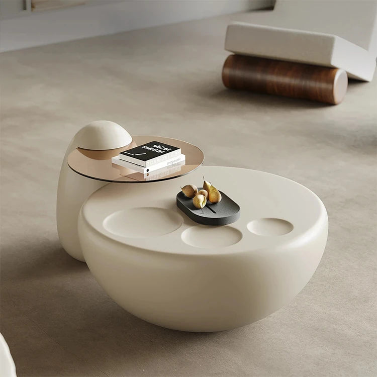 Modern Minimalist Coffee Table with GFRP Base and Tempered Glass Top – Stylish Living Room Furniture fjd-4709