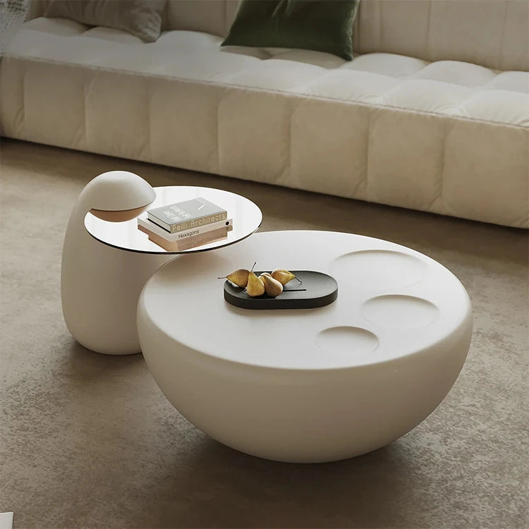 Modern Minimalist Coffee Table with GFRP Base and Tempered Glass Top – Stylish Living Room Furniture fjd-4709