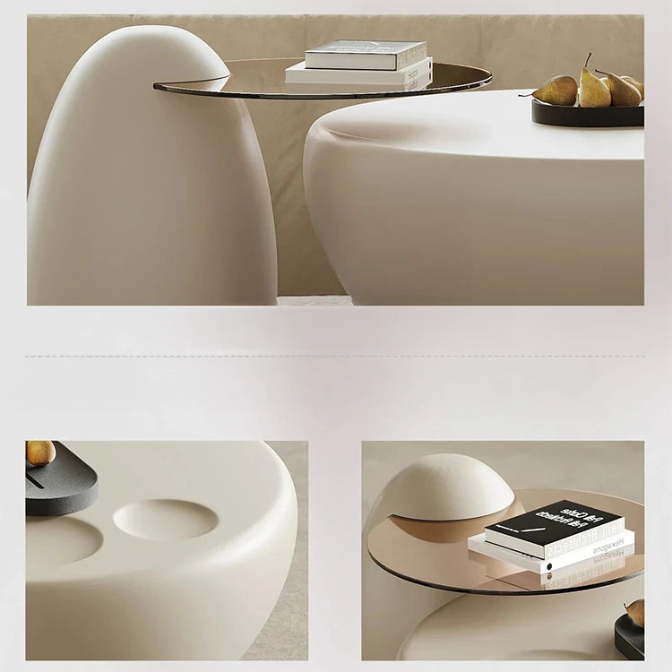 Modern Minimalist Coffee Table with GFRP Base and Tempered Glass Top – Stylish Living Room Furniture fjd-4709