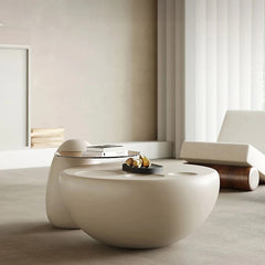 Modern Minimalist Coffee Table with GFRP Base and Tempered Glass Top – Stylish Living Room Furniture fjd-4709