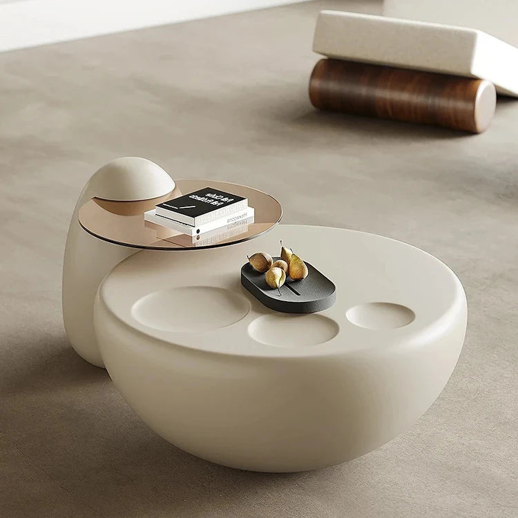 Modern Minimalist Coffee Table with GFRP Base and Tempered Glass Top – Stylish Living Room Furniture fjd-4709