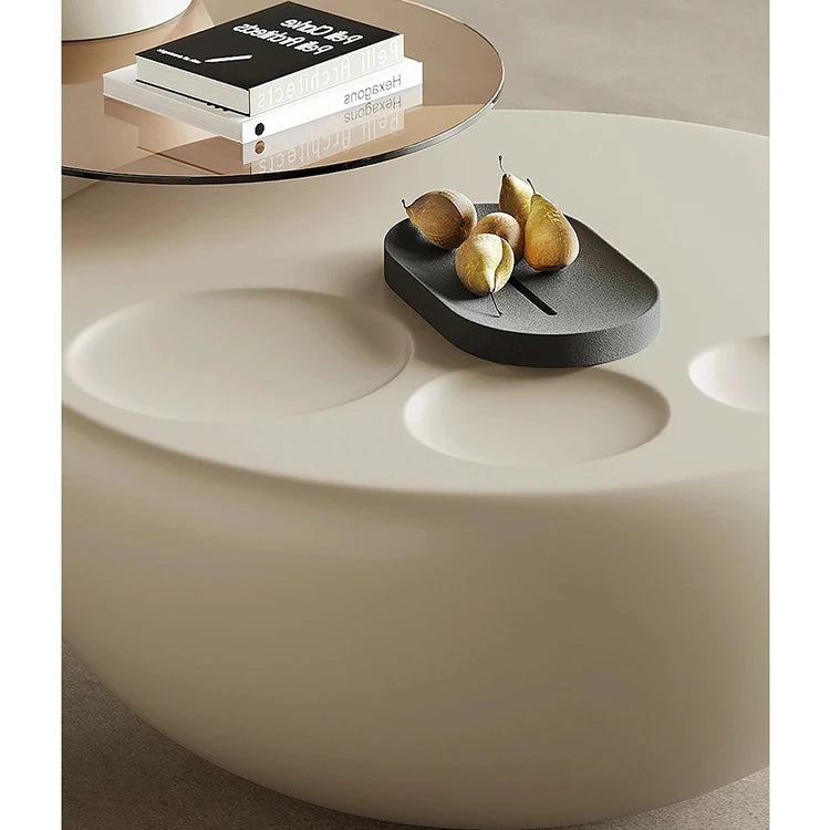 Modern Minimalist Coffee Table with GFRP Base and Tempered Glass Top – Stylish Living Room Furniture fjd-4709