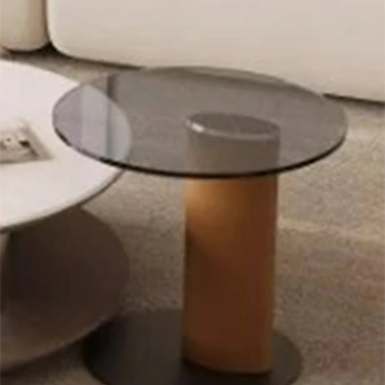 Stylish Stone and Stainless Steel Coffee Table with Tempered Glass and Synthetic Leather Accents – Perfect for Modern Living Rooms! fjd-4711