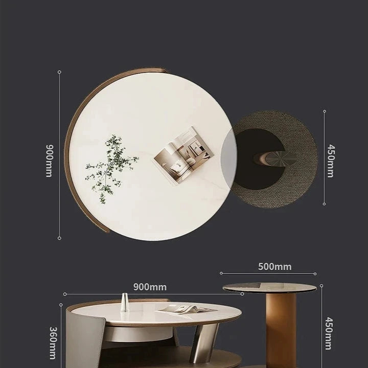 Stylish Stone and Stainless Steel Coffee Table with Tempered Glass and Synthetic Leather Accents – Perfect for Modern Living Rooms! fjd-4711