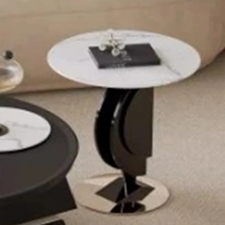 Stylish Marble and Pine Coffee Table with Sleek Stainless Accents - Modern Living Room Centerpiece fjd-4713