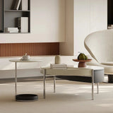Stylish Modern Coffee Table Set with Synthetic Leather and Stone Accent - Versatile Living Room Furniture fjd-4715
