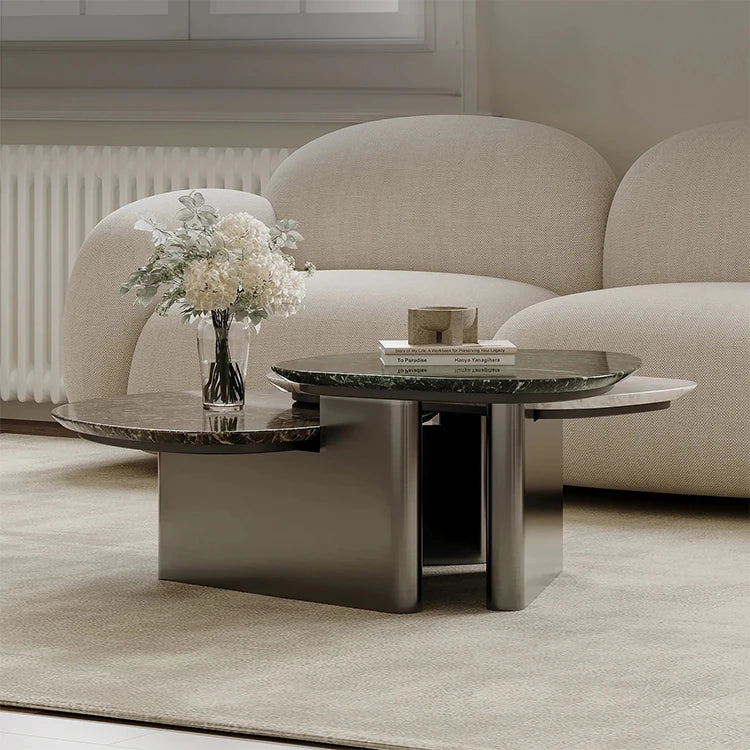 Stylish Stone Sintered Coffee Table - Modern Stainless Steel Design for Contemporary Living Rooms fjd-4716