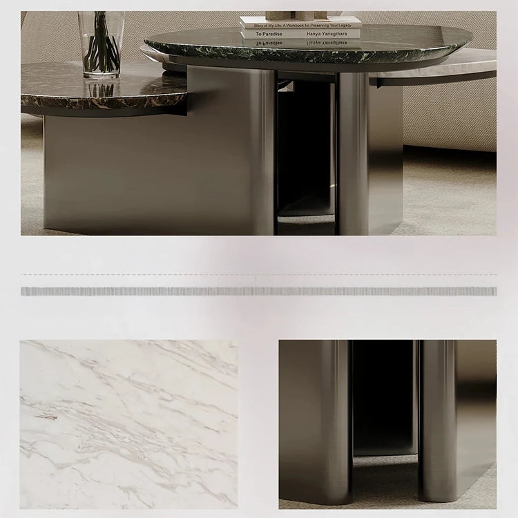 Stylish Stone Sintered Coffee Table - Modern Stainless Steel Design for Contemporary Living Rooms fjd-4716