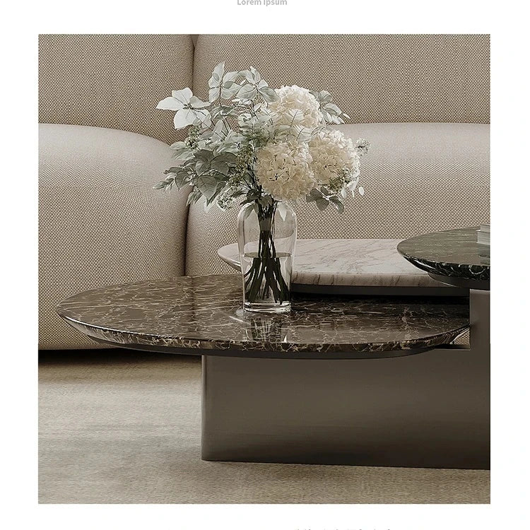 Stylish Stone Sintered Coffee Table - Modern Stainless Steel Design for Contemporary Living Rooms fjd-4716