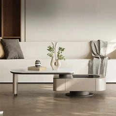 Modern Stone & Tempered Glass Coffee Table with Pine Density Board - Stylish Living Room Centerpiece fjd-4717