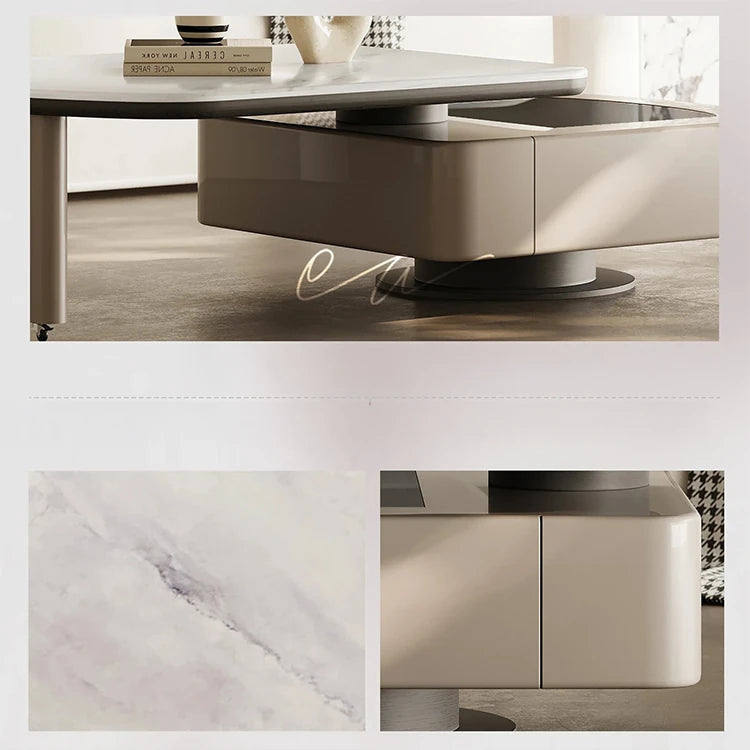 Modern Stone & Tempered Glass Coffee Table with Pine Density Board - Stylish Living Room Centerpiece fjd-4717