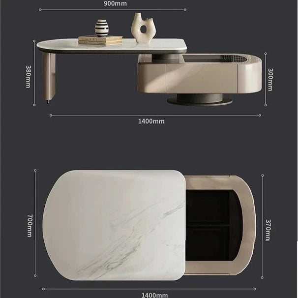 Modern Stone & Tempered Glass Coffee Table with Pine Density Board - Stylish Living Room Centerpiece fjd-4717