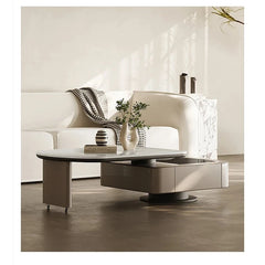 Modern Stone & Tempered Glass Coffee Table with Pine Density Board - Stylish Living Room Centerpiece fjd-4717