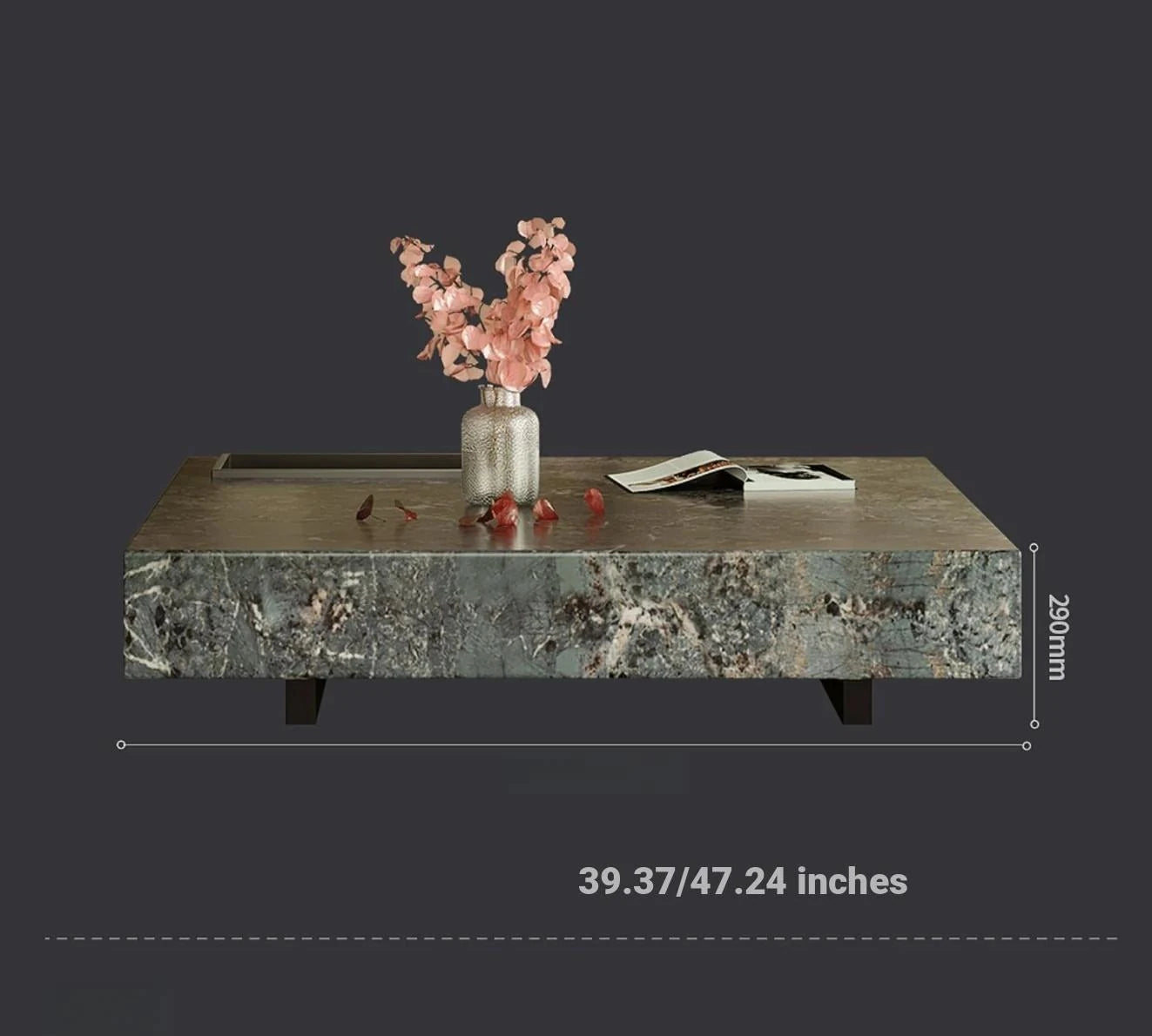 Elegant Sintered Stone Stainless Coffee Table - Modern Minimalist Design for Stylish Living Rooms fjd-4718