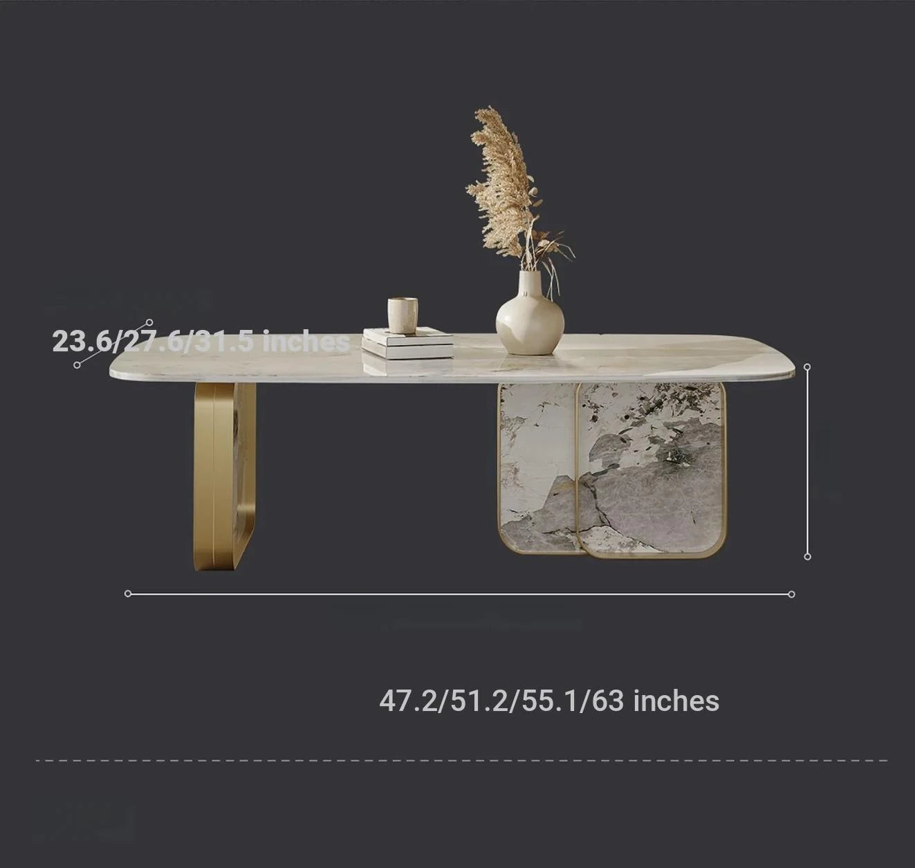 Sleek Sintered Stone Coffee Table with Stylish Stainless Glass Base – Modern Living Room Centerpiece fjd-4719