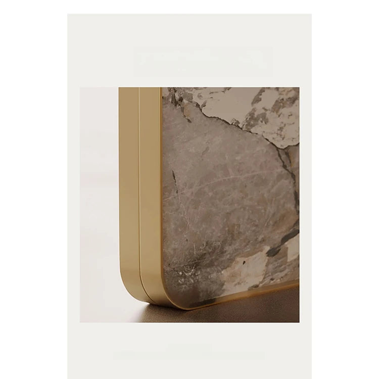 Sleek Sintered Stone Coffee Table with Stylish Stainless Glass Base – Modern Living Room Centerpiece fjd-4719