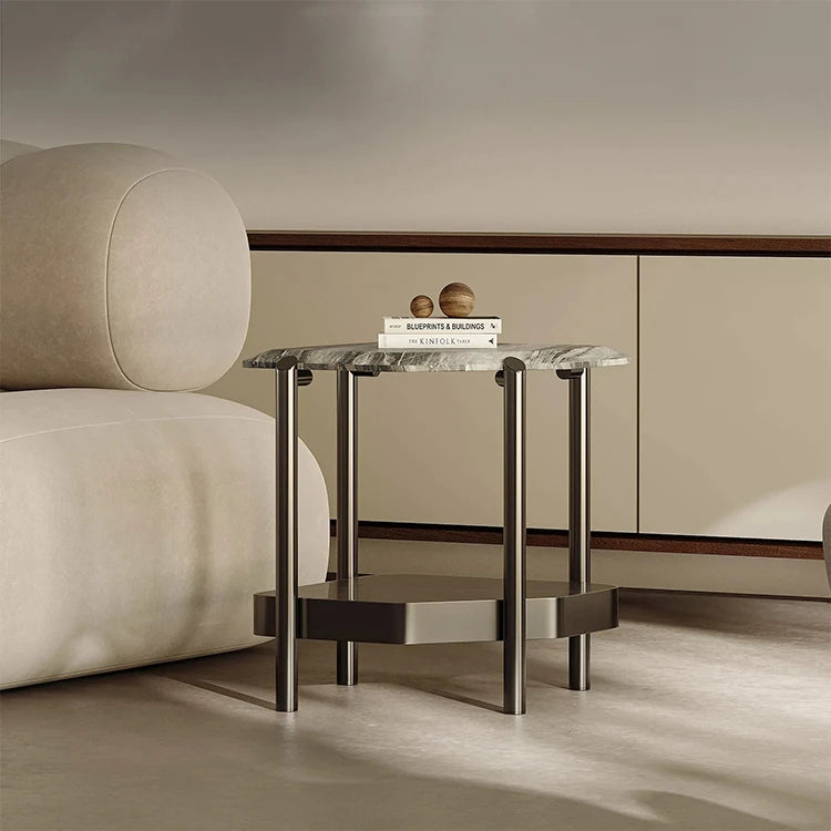 Stylish Marble and Stainless Steel Coffee Table – Modern Accents for Your Living Room fjd-4723