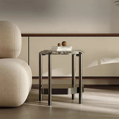 Stylish Marble and Stainless Steel Coffee Table – Modern Accents for Your Living Room fjd-4723