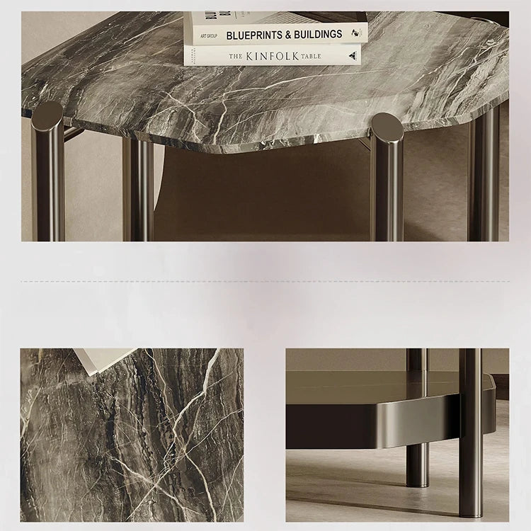 Stylish Marble and Stainless Steel Coffee Table – Modern Accents for Your Living Room fjd-4723