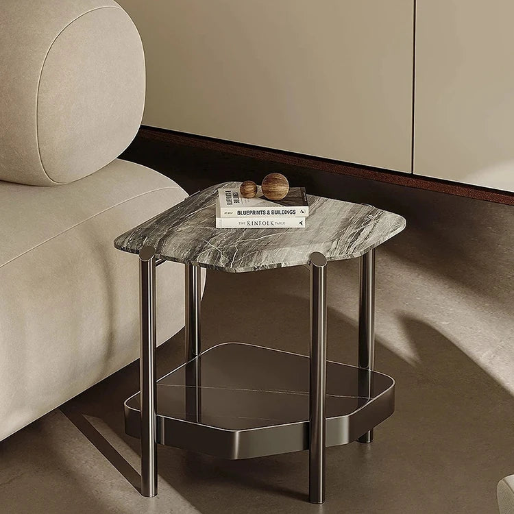 Stylish Marble and Stainless Steel Coffee Table – Modern Accents for Your Living Room fjd-4723