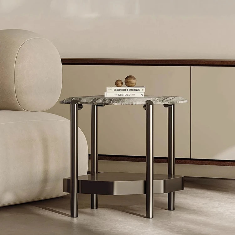 Stylish Marble and Stainless Steel Coffee Table – Modern Accents for Your Living Room fjd-4723