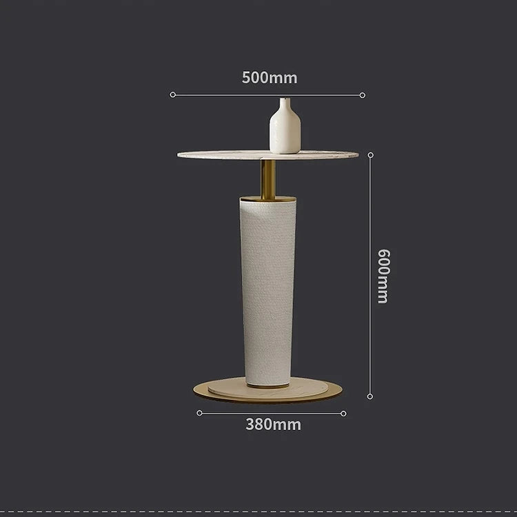 Elegant Sintered Stone Coffee Table with Synthetic Leather Base and Gold Accents - Modern Centerpiece for Living Room Decor fjd-4725