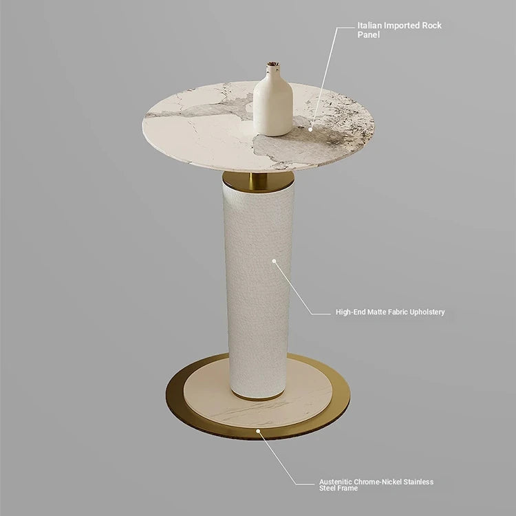 Elegant Sintered Stone Coffee Table with Synthetic Leather Base and Gold Accents - Modern Centerpiece for Living Room Decor fjd-4725