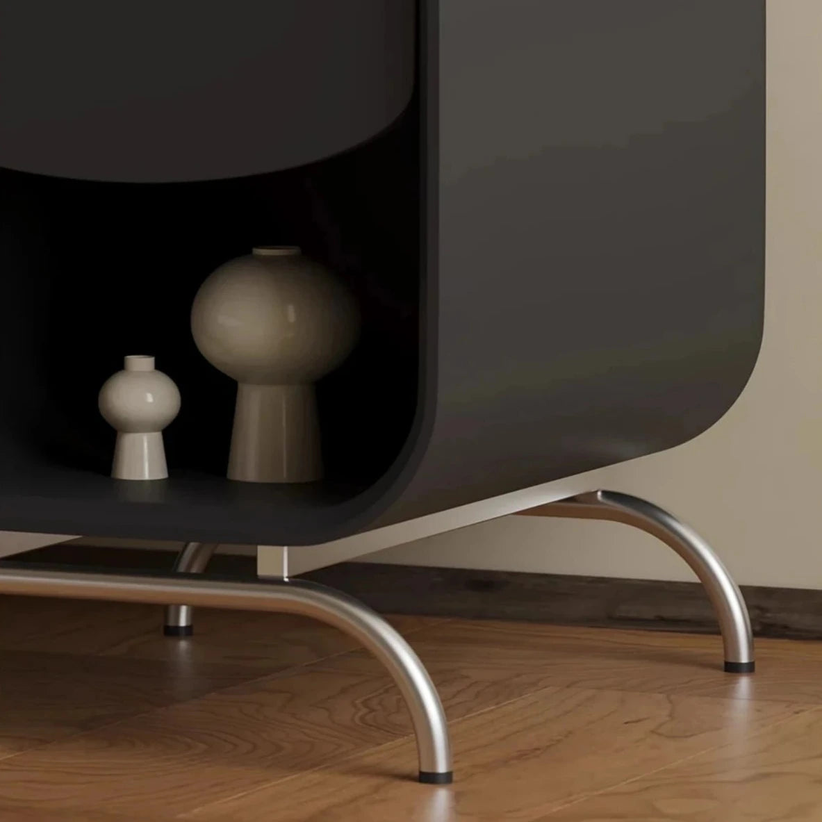Modern Pine Stainless Bedside Cupboard - Sleek Nightstand with Stylish Design fjd-4727