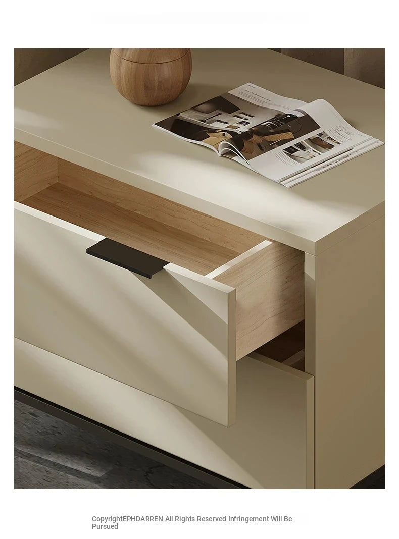 Stylish Modern Bedside Cupboard in Durable Density Board and Solid Wood – Sleek Nightstand for Your Bedroom Storage Needs fjd-4729