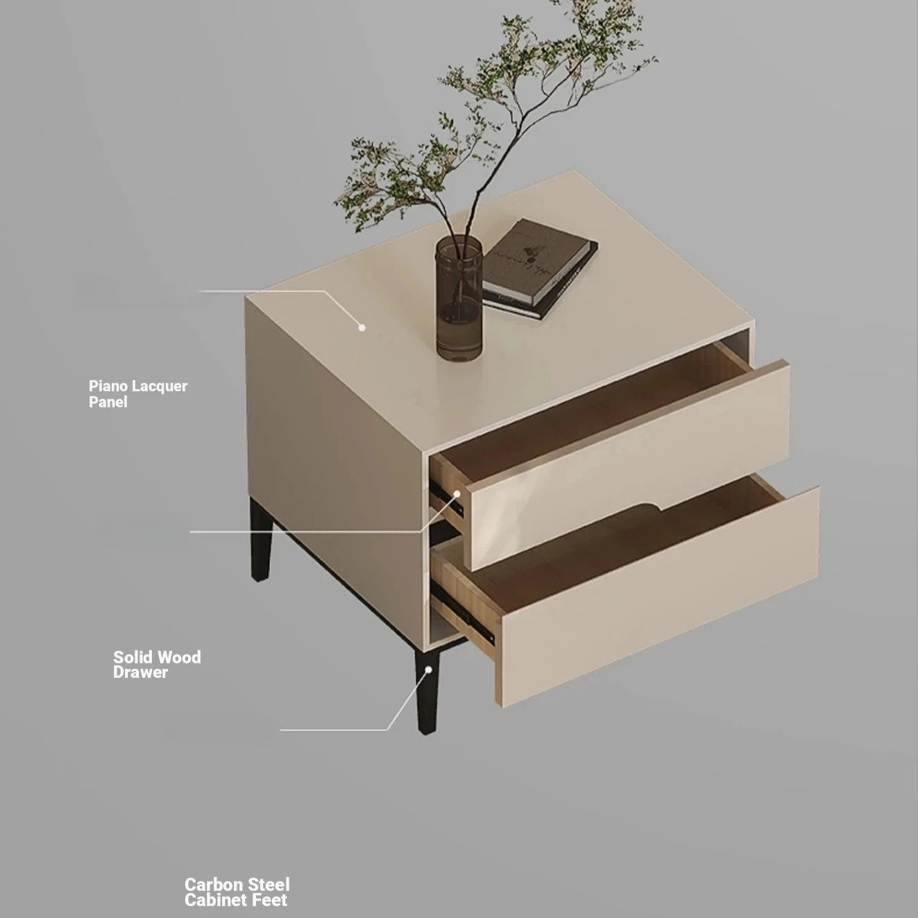 Stylish Modern Bedside Cupboard with Drawer - Solid Wood Top and Elegant Design fjd-4730