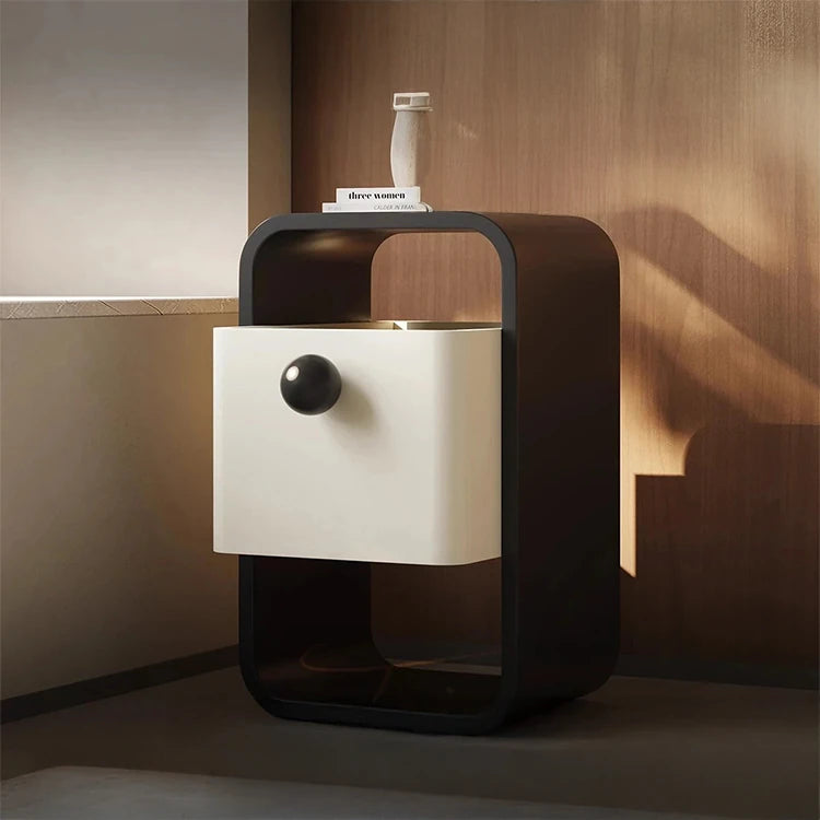 Modern Minimalist Bedside Cupboard in Density Board Pine with Sleek Storage Drawer - Stylish Nightstand for Your Bedroom fjd-4733