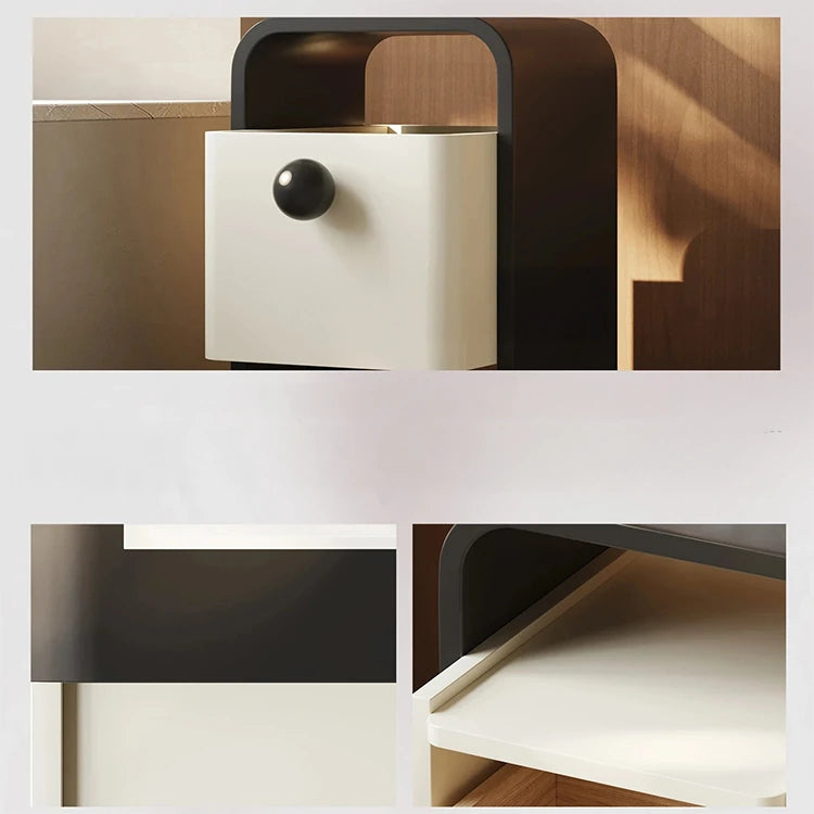 Modern Minimalist Bedside Cupboard in Density Board Pine with Sleek Storage Drawer - Stylish Nightstand for Your Bedroom fjd-4733