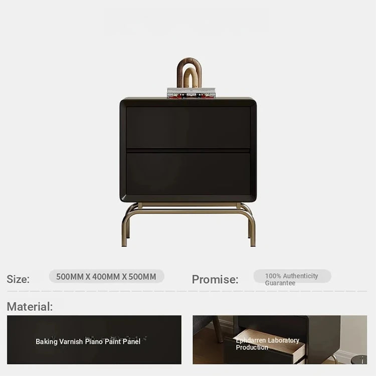 Stylish Modern Bedside Cupboard with Solid Wood and Stainless Steel Details - Perfect Nightstand Storage Solution fjd-4737